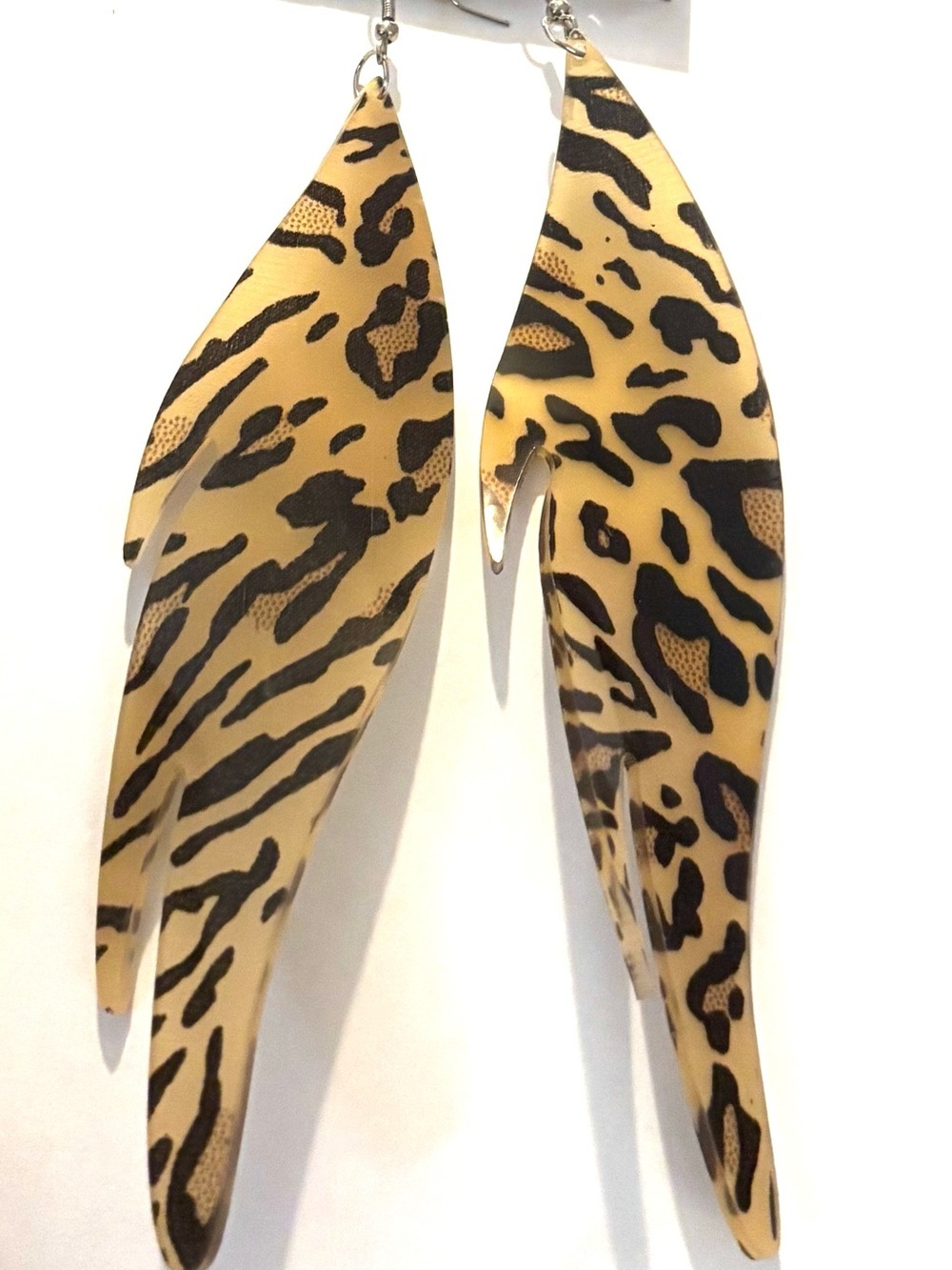 Fashion Jewelry Leopard Print Gold and Black Dangle Earrings